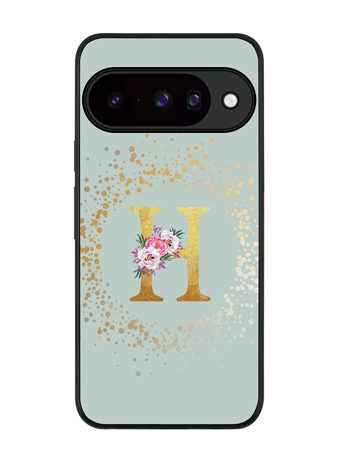 For Google Pixel 10 Case,Slim fit Camera Protection, Shockproof Thin Phone cover  - Custom Monogram Floral - H  (Light Grey )